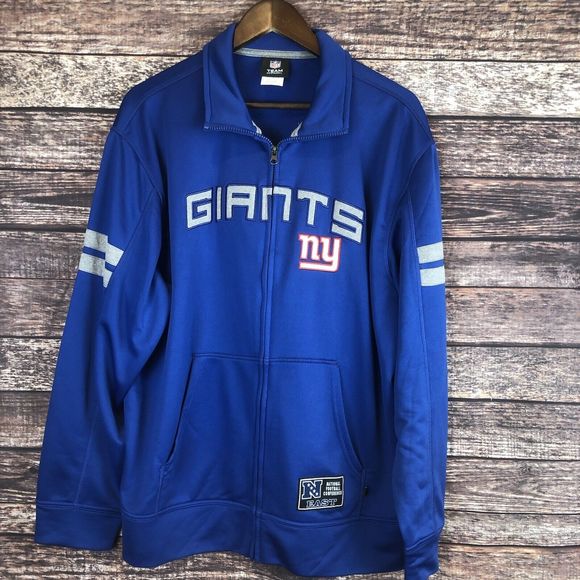 New York Giants‎ NFL NFC Football East Blue Full Zip Track Jacket Pockets Large - Picture 1 of 7